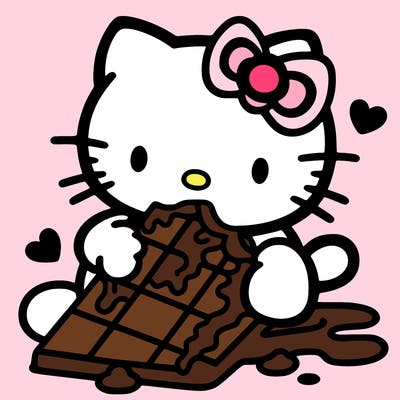 hello kitty eating chocolate