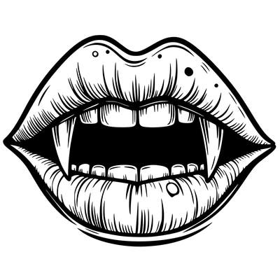 lips with vampire teeth