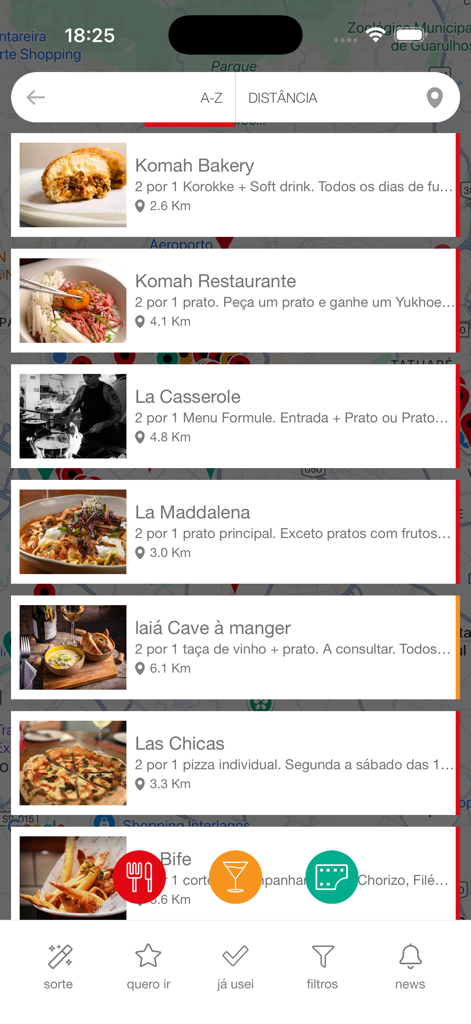 dois por um - São Paulo a dois - サンパウロのレストランの「1つ買うともう1つ無料」割引のリスト。