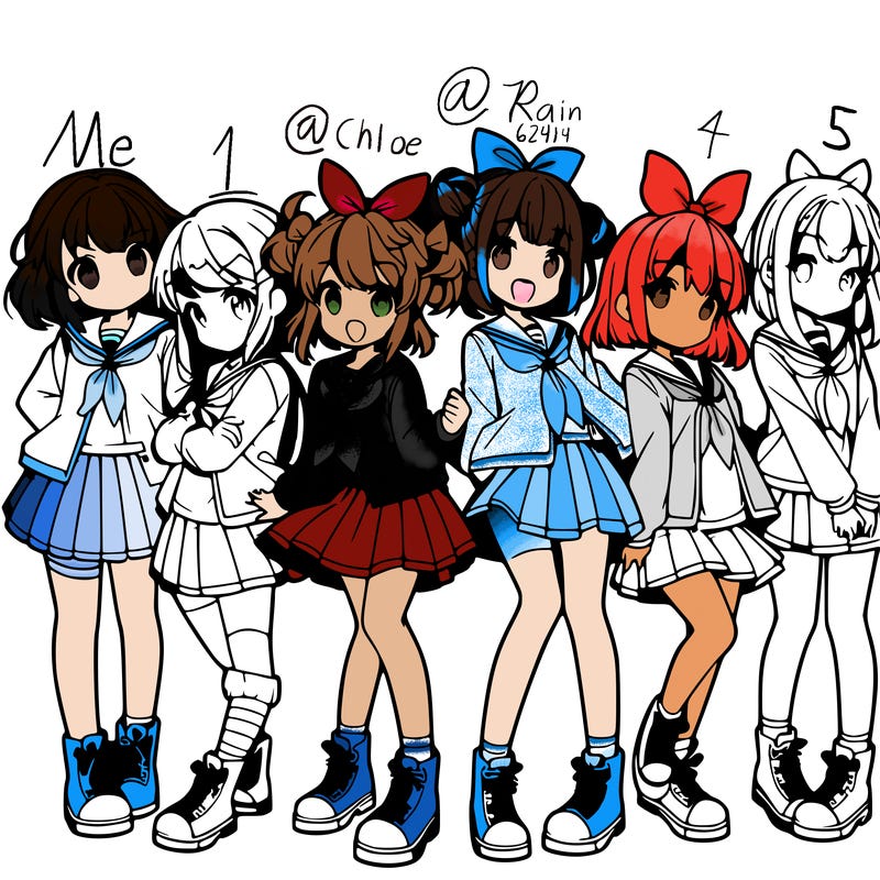 a group of young anime girls