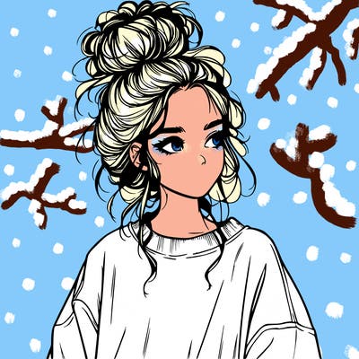 realistic girl with messy bun and oversized clothing