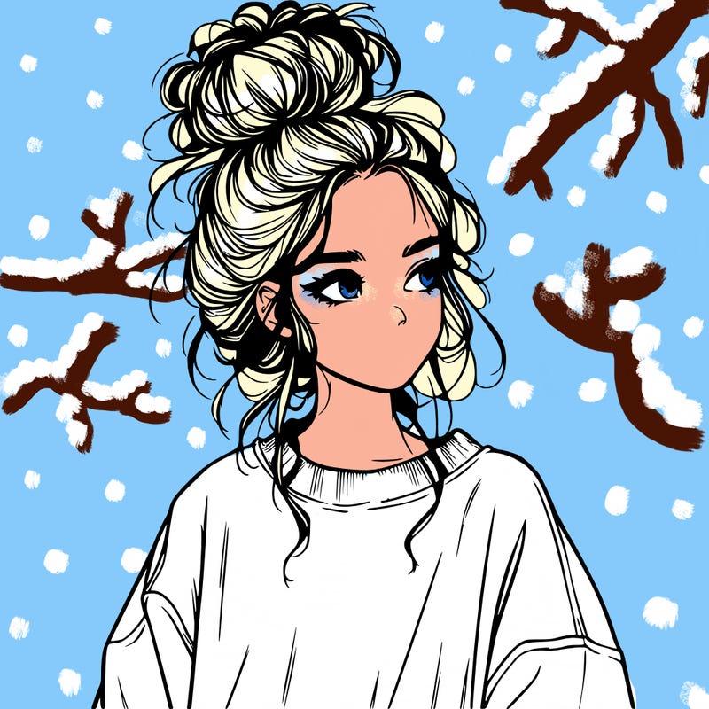 realistic girl with messy bun and oversized clothing