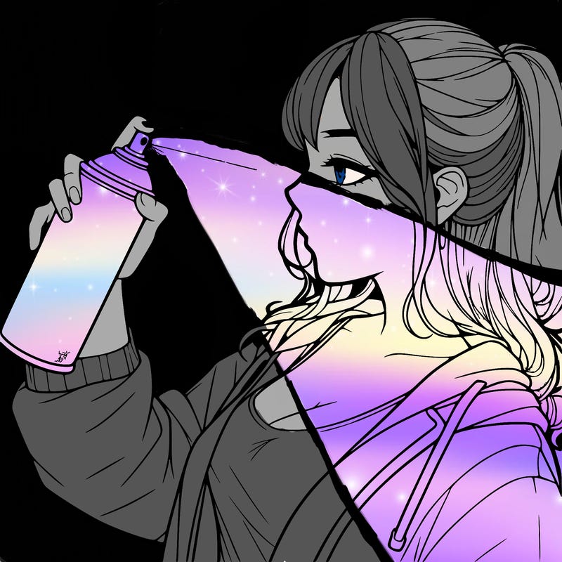 a realistic girl spray, painting