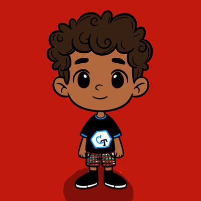 a boy with short curly hair