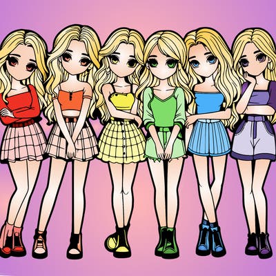 a group of girls realistic