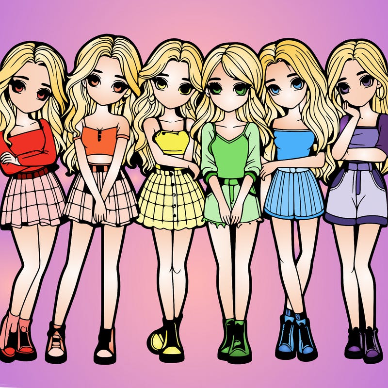 a group of girls realistic