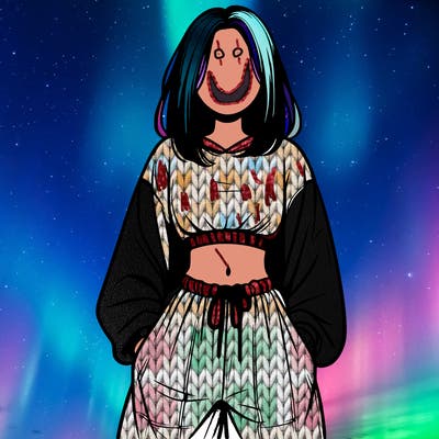 realistic girl faceless with baggy pants and a crop top