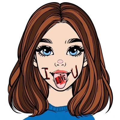 realistic girl with her tongue out