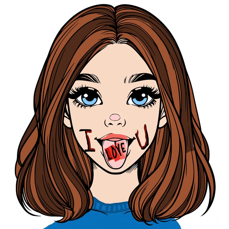 realistic girl with her tongue out