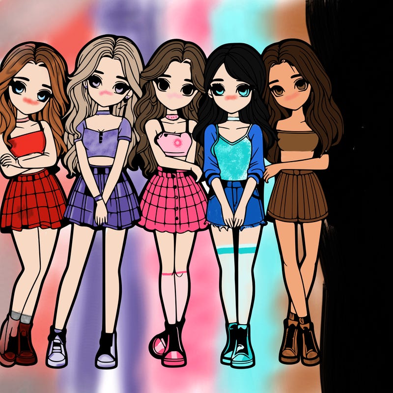 a group of girls realistic