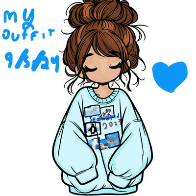 girl with baggy sweatshirt and messy bun