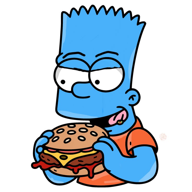 bart  simpson eating a hamburger