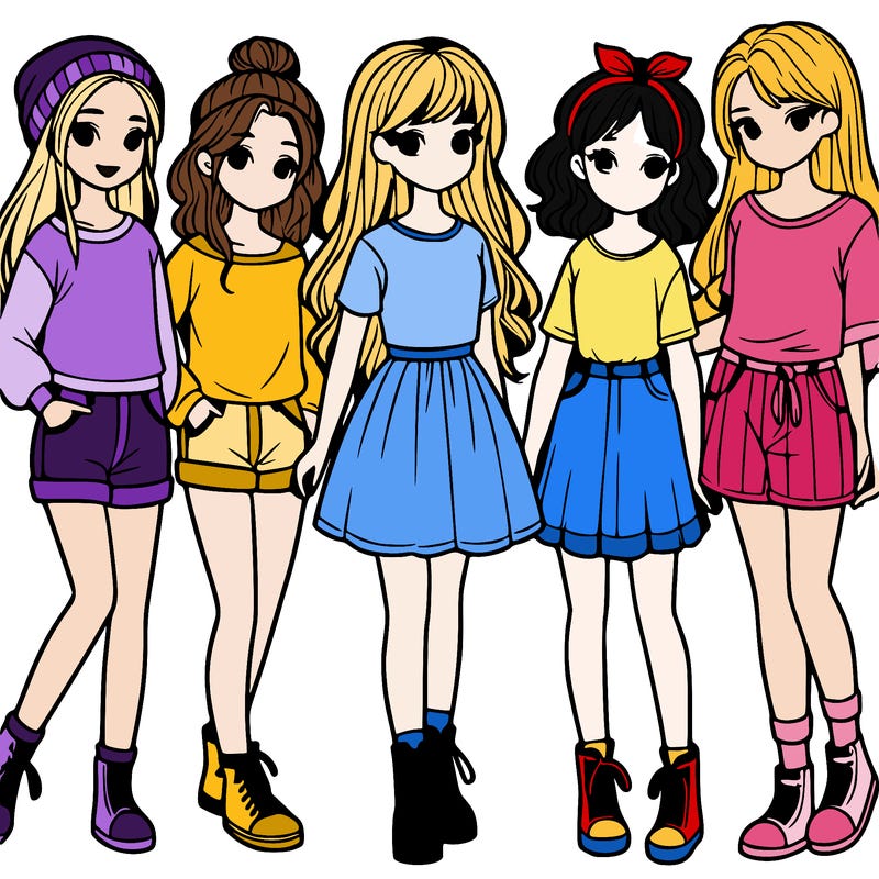 a group of five girls