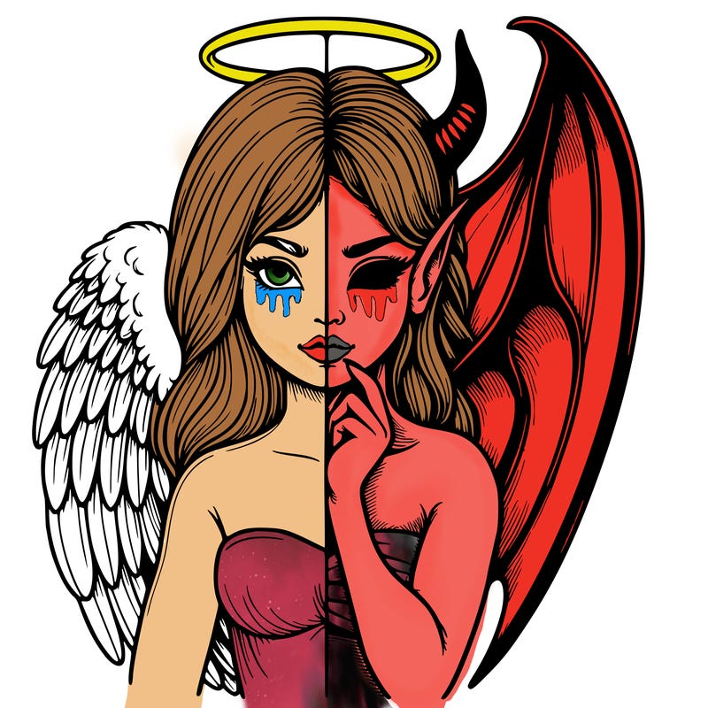 realistic angel half demon