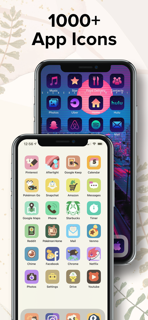 My Icon Changer - Pantallas de iPhone mostrando iconos de aplicaciones estéticas personalizadas y temas de la aplicación My Icon Changer