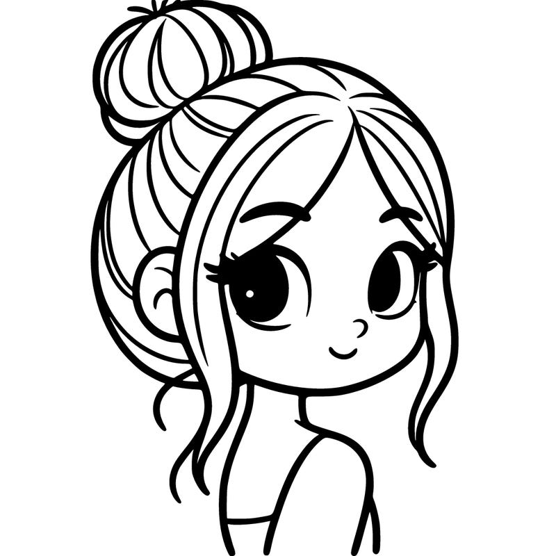 a girl with her hair in a bun