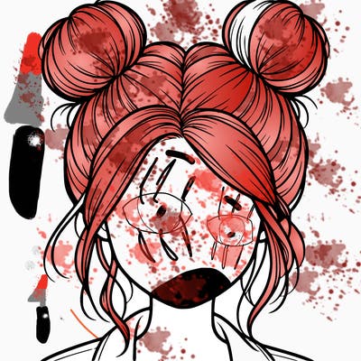 realistic girl with buns on the top of her hair