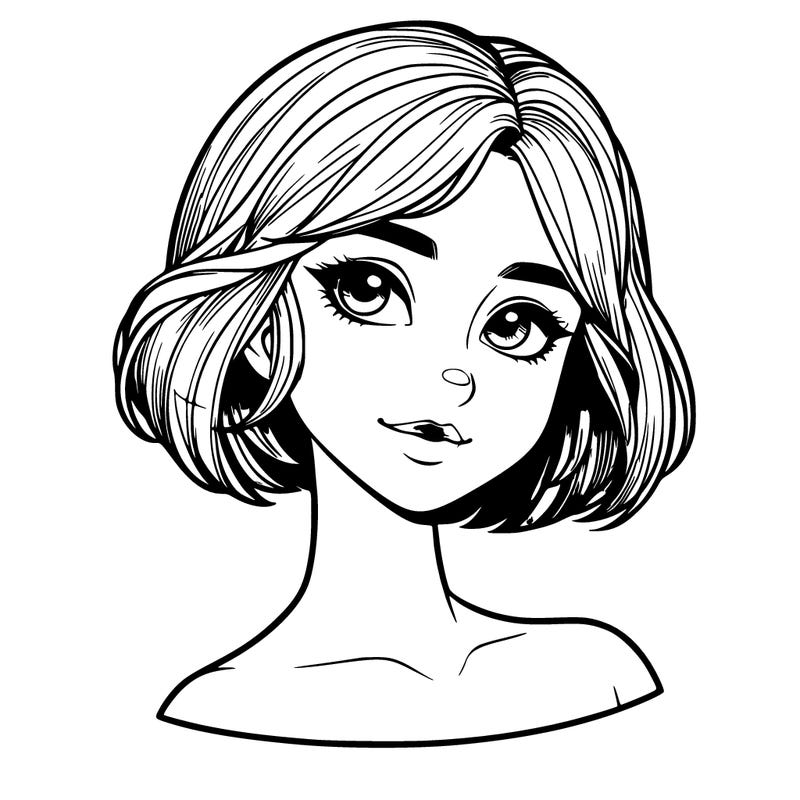 realistic girl with short hair