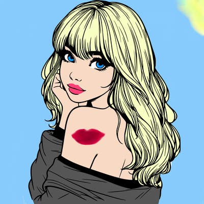 realistic girl with bangs looking over her shoulder