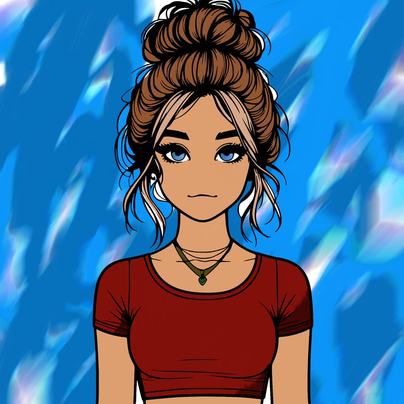 realistic girl with messy bun and croptop