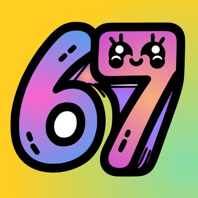 the numbers 67