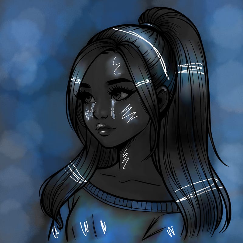 realistic girl with a high ponytail