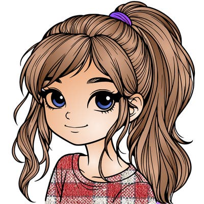 realistic girl with ponytail