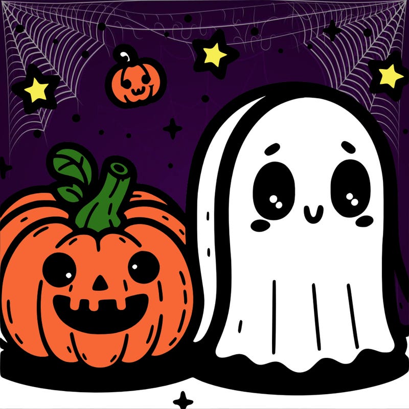 cute pumpkin and ghost