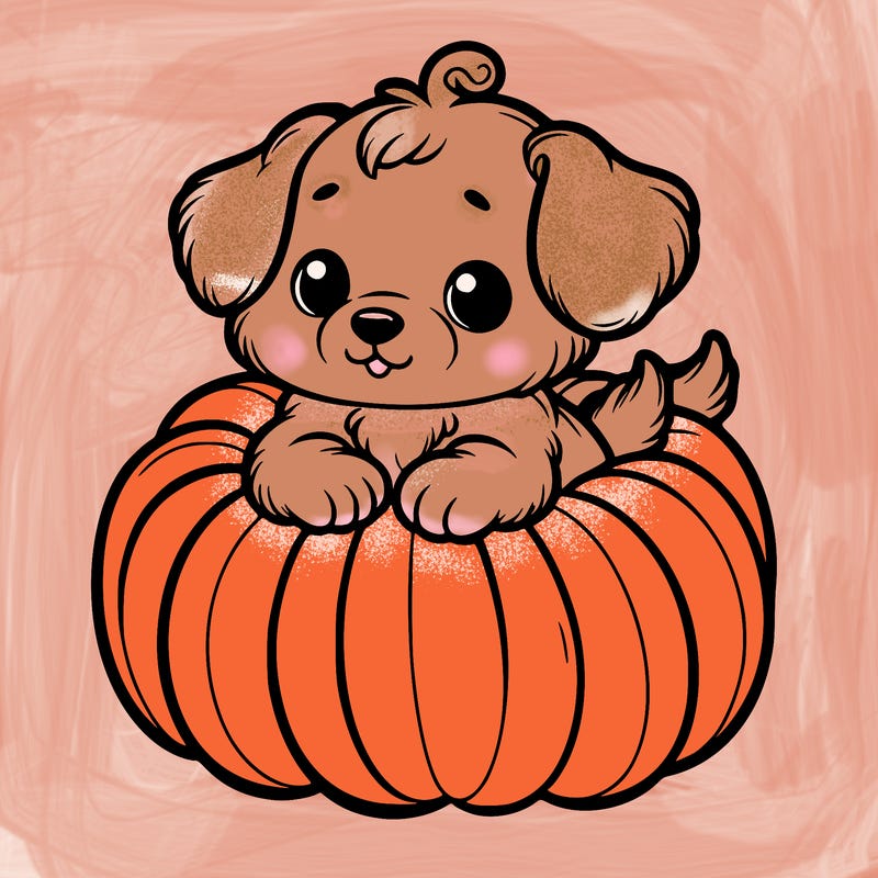 cute little puppy in a pumpkin