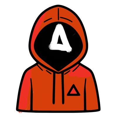 a person with non face waering a hoodie with a small triangle symbol