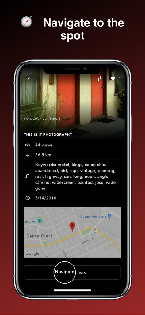 Interface of the Abandoned World app showing a map and navigation details for an abandoned location