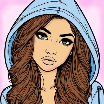 realistic beautiful girl with a hood on