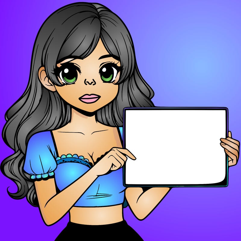 realistic pretty girl holding blank sign