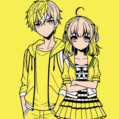 anime teen girl and boy