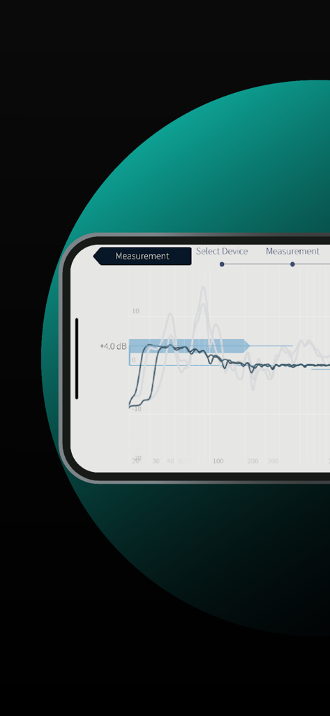 Dirac Live - Dirac Liveアプリ、部屋のオーディオキャリブレーション用の周波数応答曲線を表示