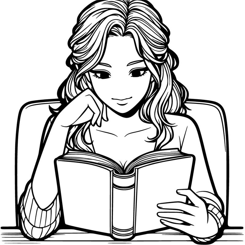a realistic women reading a book