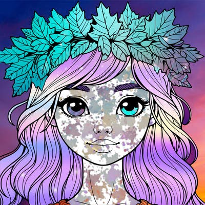 realistic girl with fall leaf crown
