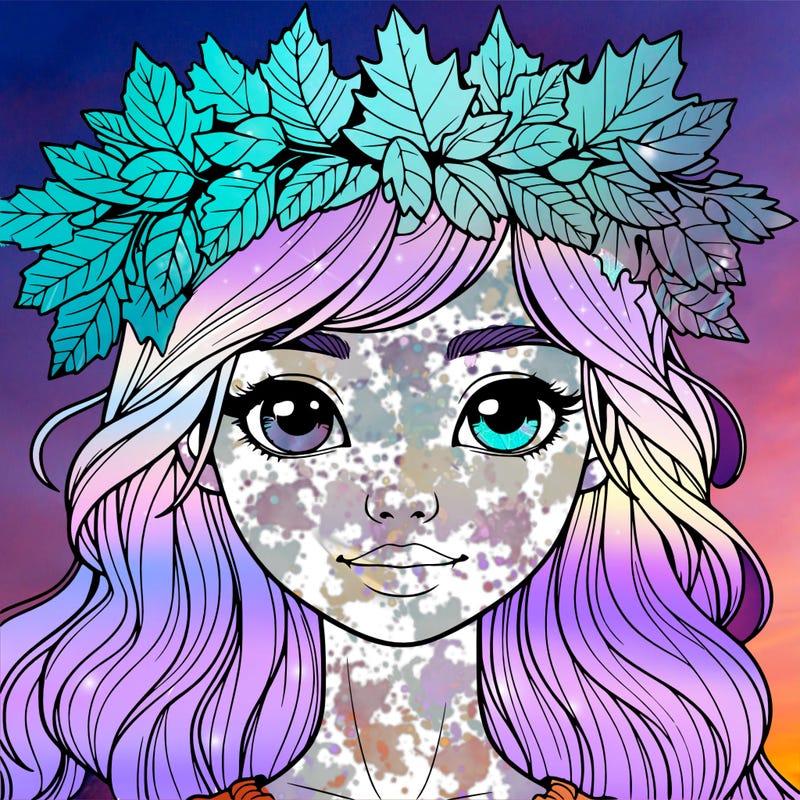 realistic girl with fall leaf crown