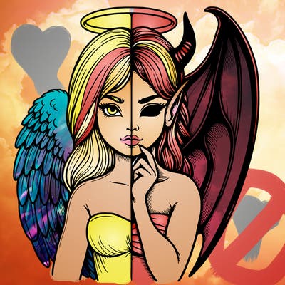 realistic angel half demon