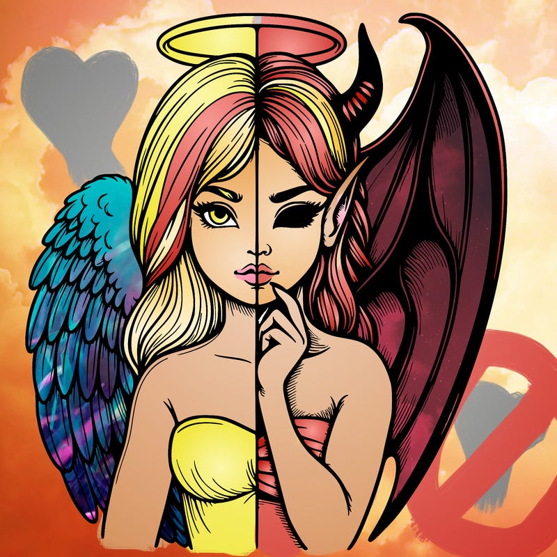 realistic angel half demon