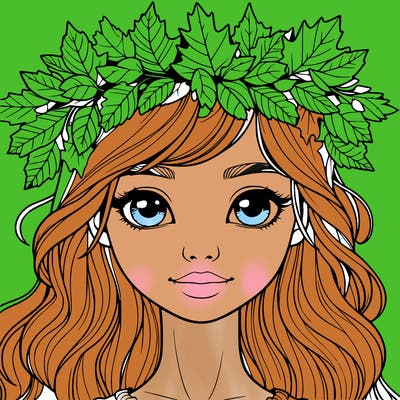 realistic girl with fall leaf crown