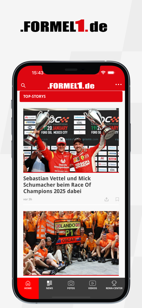 Formel1.de - Le fil d'actualités principal de l'application Formel1.de présente les articles les plus importants sur les pilotes de Formule 1 et l'actualité de la course automobile.