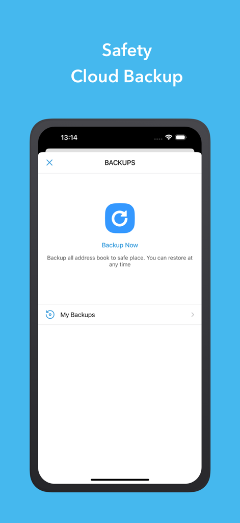 1Contact Pro: Clean & Backup - 1Contact Pro cloud contact backup screen
