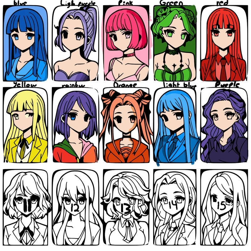 girls that look diffrent anime