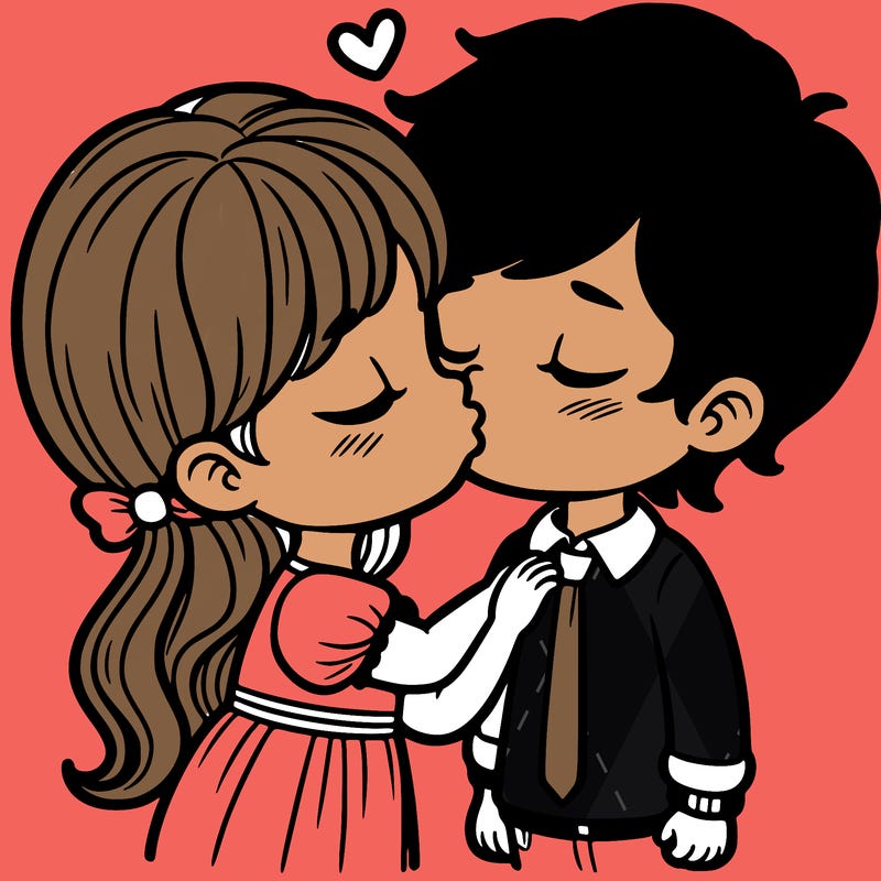 girl kissing a boy