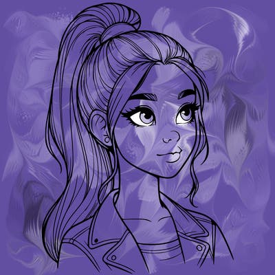 realistic girl with a high ponytail