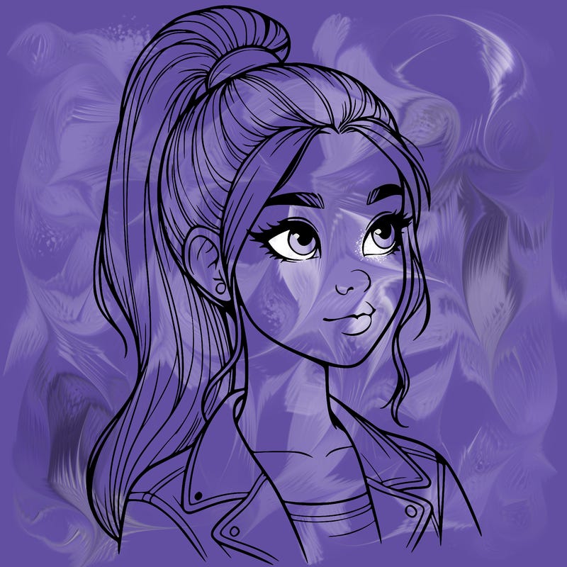 realistic girl with a high ponytail