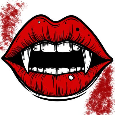 lips with vampire teeth