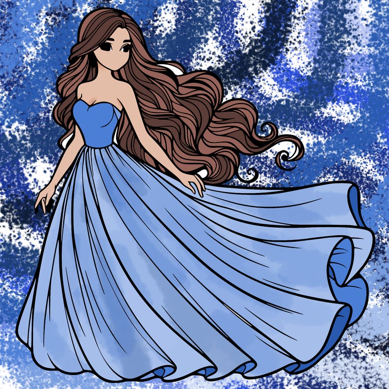 realistic woman with long flowing dress