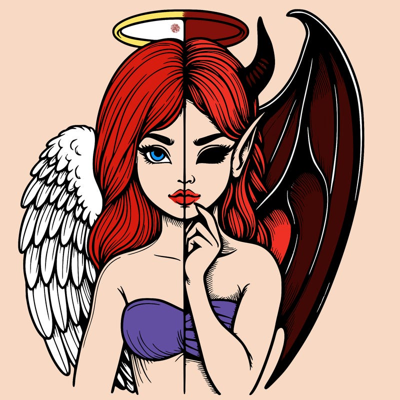 realistic angel half demon